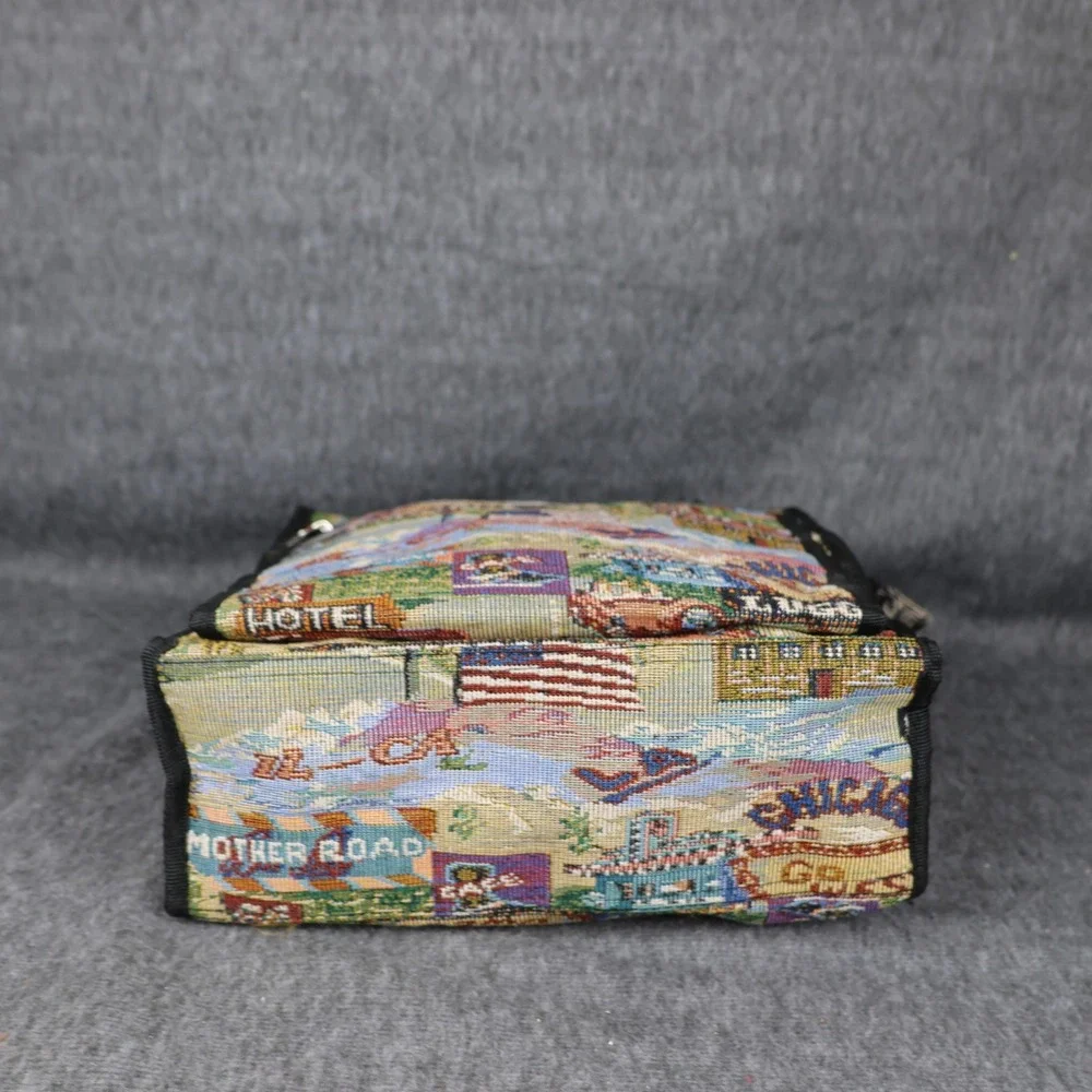 Route 66 Mother Road Tapestry Tote Bag Multicolor Travel Shoulder Zip Top Purse
